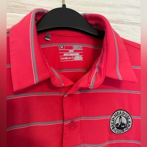 Under Armour Golf Polo Bald Head Island Club - Dark Pink & Gray Stripe, Medium